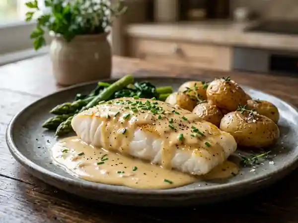 Colin fondant et sa sauce onctueuse au cidre - Photo de présentation