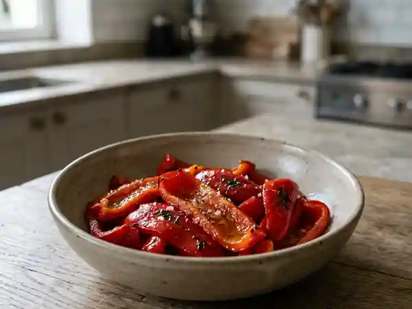Poivrons grillés fondants à l'huile d'olive - Photo de présentation