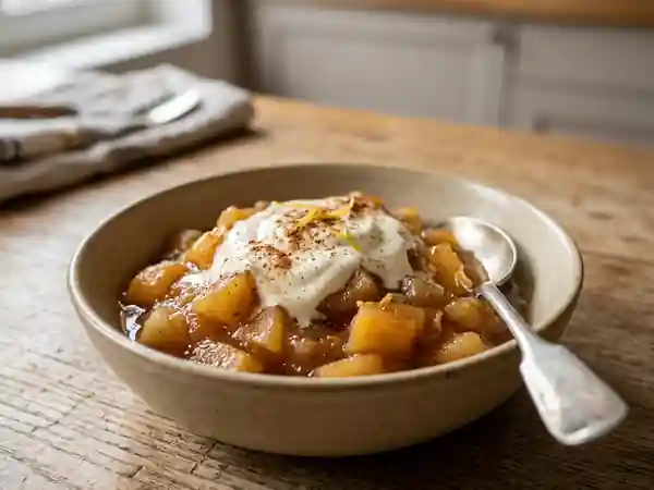 Compote fondante pomme poire à la cannelle - Photo de présentation