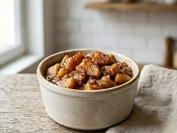 Compote de pommes au four maison, douce et parfumée - Photo de présentation