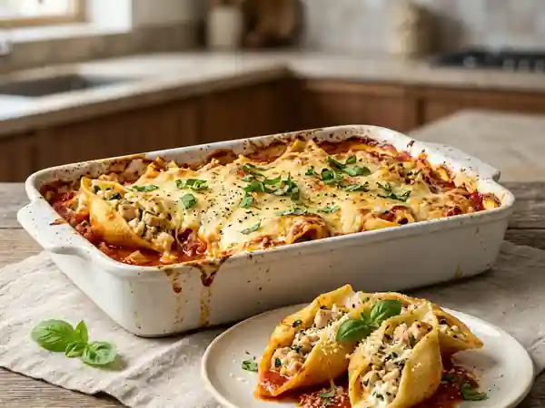 Conchiglioni gratinés au poulet et ricotta crémeuse - Photo de présentation