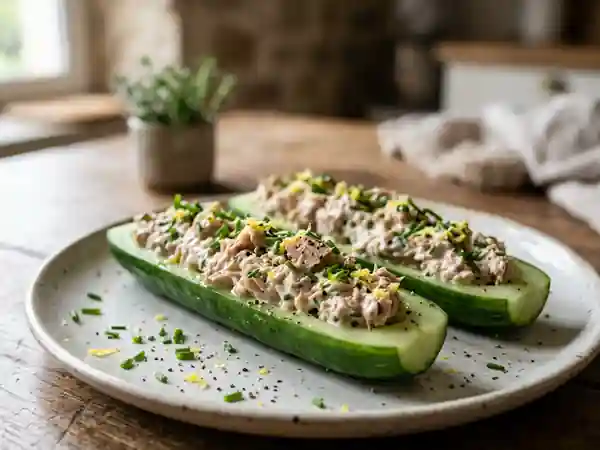 Barquettes de concombre au thon onctueux - Photo de présentation