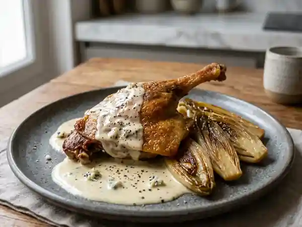 Confit de canard fondant et endives au roquefort - Photo de présentation