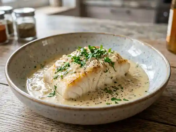 Congre à la dinardaise, sauce cidre et crème - Photo de présentation