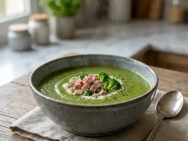 Velouté de brocoli soyeux au jambon - Photo de présentation