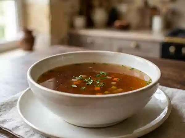 Consommé de Volaille au Porto : Soupe Raffinée et Savoureuse - Photo de présentation