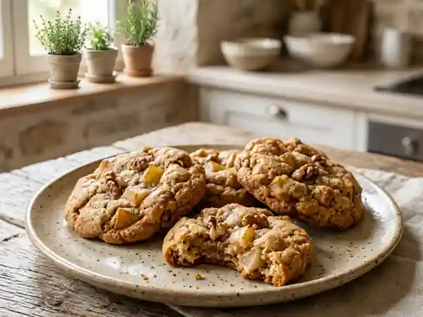 Cookies moelleux aux poires fraîches et éclats de noix - Photo de présentation