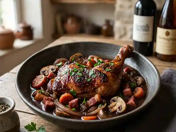 Coq au Vin Fondant Flambé à l'Armagnac - Photo de présentation