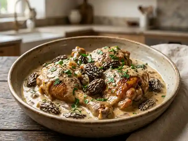 Coq aux Morilles et Crème : Plat Traditionnel Raffiné - Photo de présentation