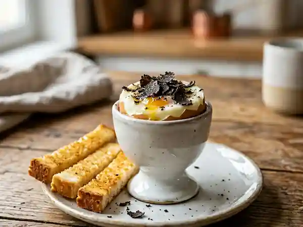 Coquetier gourmand aux œufs et truffes noires - Photo de présentation