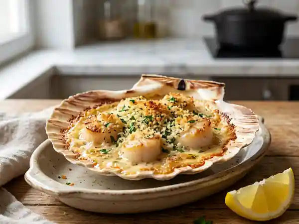 Saint-Jacques bretonnes, gratinées et fondues - Photo de présentation
