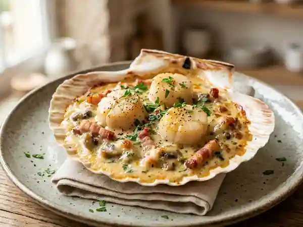 Saint-Jacques Terre-Mer au Lard et Champignons - Photo de présentation