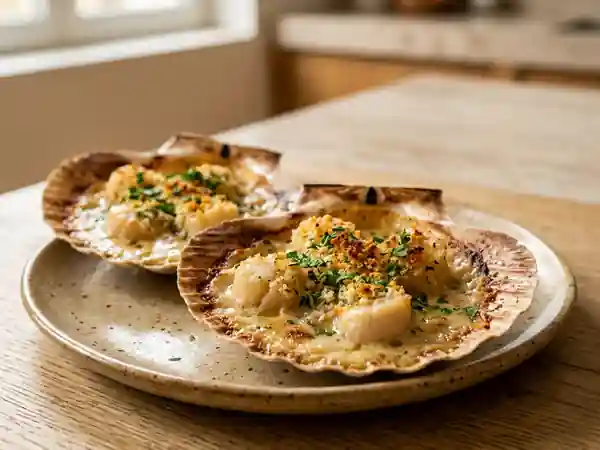 Coquilles Saint-Jacques gratinées au vin blanc : recette gourmande et facile - Photo de présentation