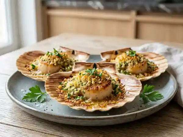 Saint-Jacques Gratinées au Beurre Persillé - Photo de présentation