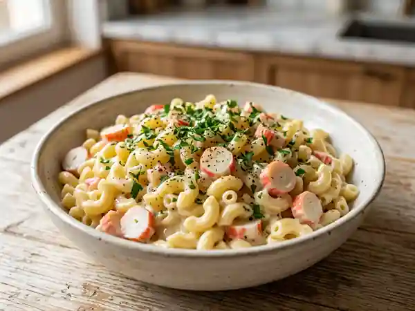 Coquillettes crémeuses au surimi : recette rapide et gourmande - Photo de présentation