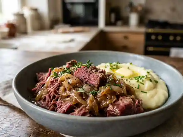 Corned Beef aux Oignons Fondants : Recette Savoureuse et Facile - Photo de présentation