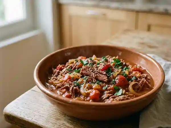 Corned beef fondant à la tomate et au thym - Photo de présentation
