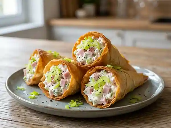 Cornet croustillant jambon et céleri : recette facile et gourmande - Photo de présentation