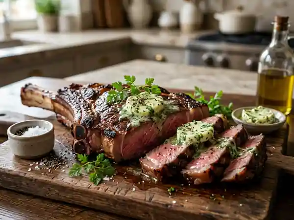 Côte de boeuf au beurre de cerfeuil fondant - Photo de présentation