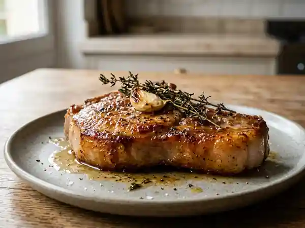 Côte de porc Parisienne, juteuse et aillée - Photo de présentation