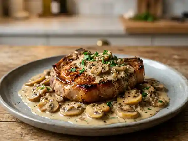 Côte de veau fondante à la crème de champignons - Photo de présentation