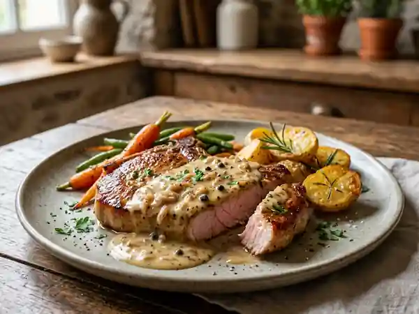 Côtelettes de porc juteuses à la moutarde - Photo de présentation