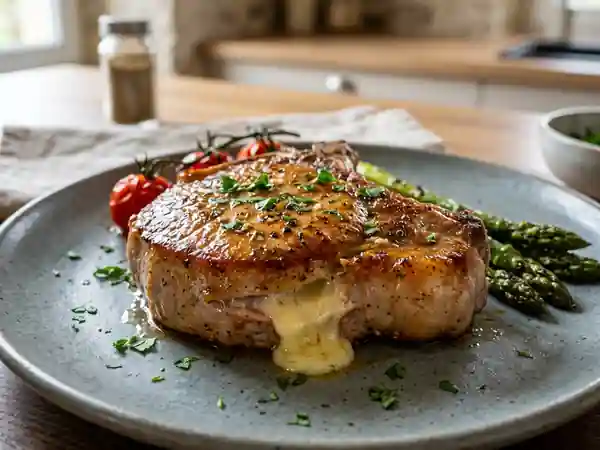 Côtelettes de porc farcies au fromage coulant - Photo de présentation