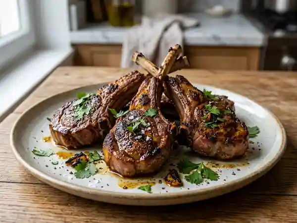 Côtes d'agneau grillées à la cannelle et au curry, saveurs exquises - Photo de présentation