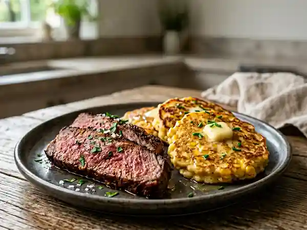 Côte de bœuf grillée aux épices et maïs moelleux - Photo de présentation