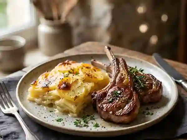 Côtes de mouton et dauphinois crémeux - Photo de présentation