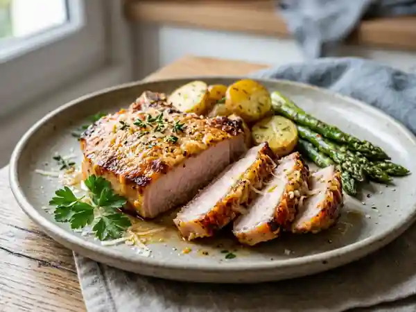 Côtes de porc gratinées au parmesan et moutarde - Photo de présentation