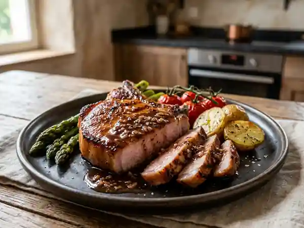 Côtes de porc laquées au miel et vinaigre - Photo de présentation
