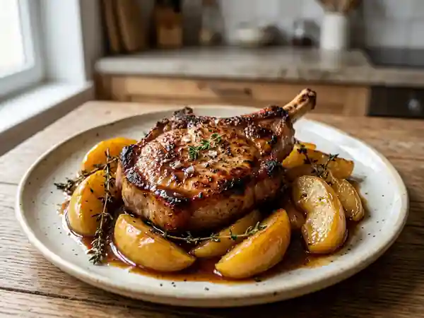 Côtes de porc caramélisées aux pommes - Photo de présentation