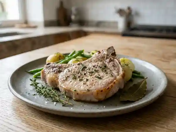 Côtes de porc fondantes infusées au thym - Photo de présentation