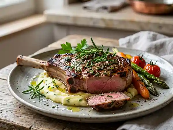 Côtes de veau juteuses aux herbes fraîches - Photo de présentation