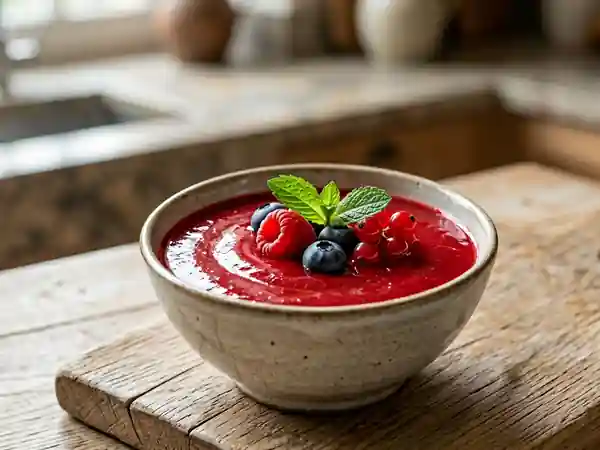 Coulis de fruits rouges acidulé à la menthe - Photo de présentation