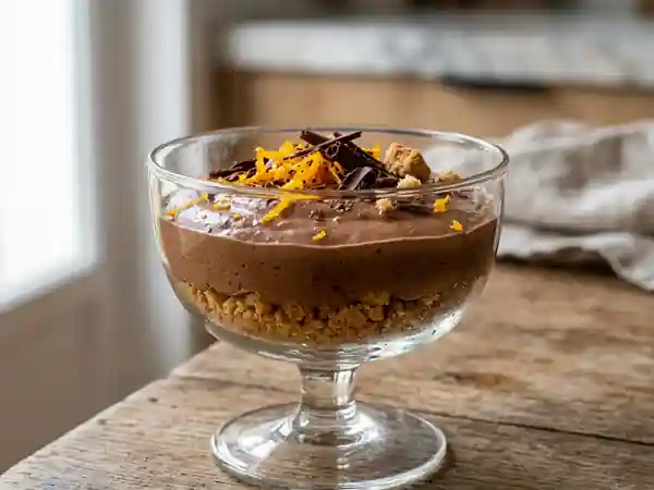 Coupe fondante chocolat noir et orange acidulée - Photo de présentation