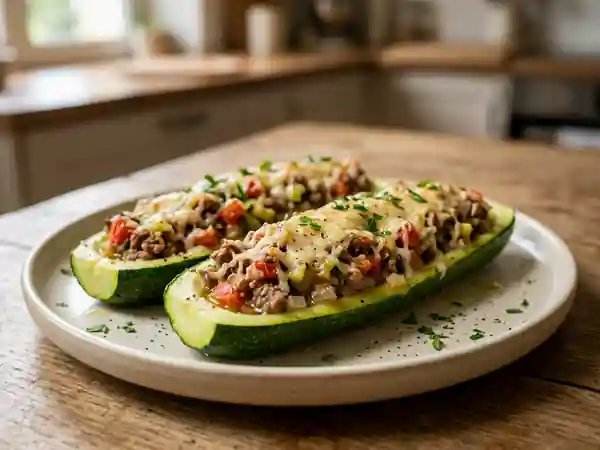 Courgette farcie légère au micro-ondes : recette rapide et savoureuse - Photo de présentation