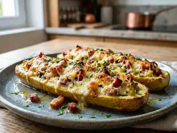Courgettes à la ricotta et lardons gratinés - Photo de présentation
