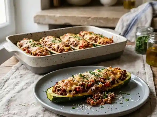 Courgettes farcies bolognaise et parmesan - Photo de présentation