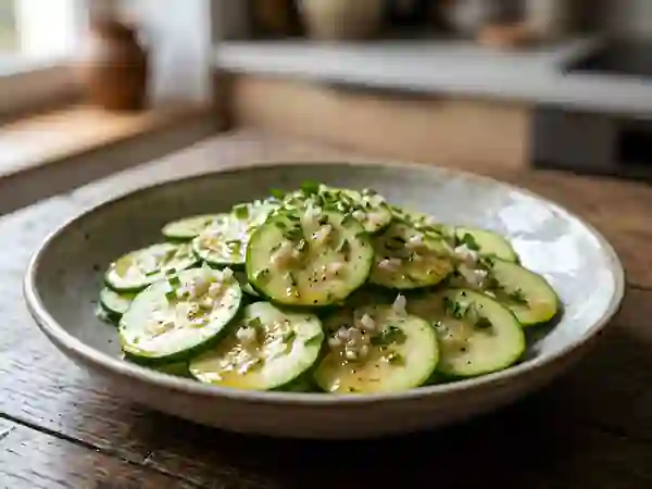 Courgettes croquantes à la vinaigrette moutardée - Photo de présentation