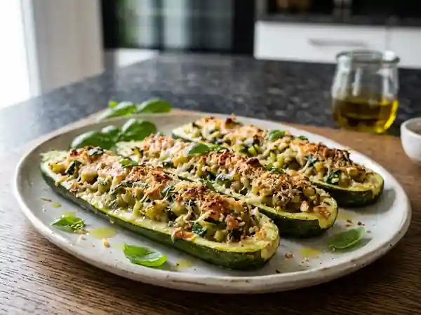 Courgettes farcies à l'ail et au basilic : recette savoureuse et facile - Photo de présentation