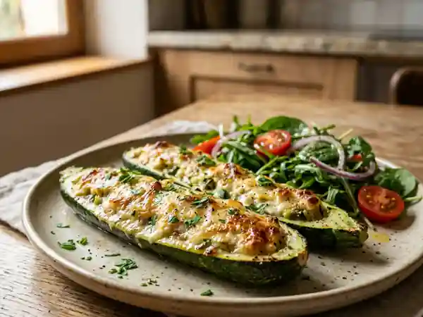 Courgettes farcies au chèvre frais : recette gourmande et facile - Photo de présentation