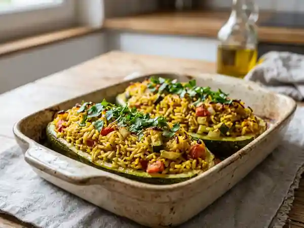 Courgettes Farcies au Riz Épicé et Curcuma - Photo de présentation