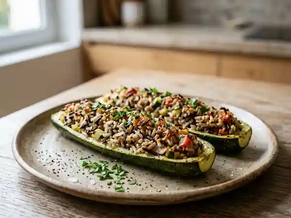Courgettes farcies au trio de riz fondant - Photo de présentation