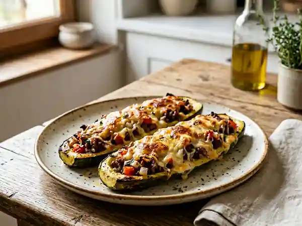 Courgettes farcies au bœuf gratinées - Photo de présentation