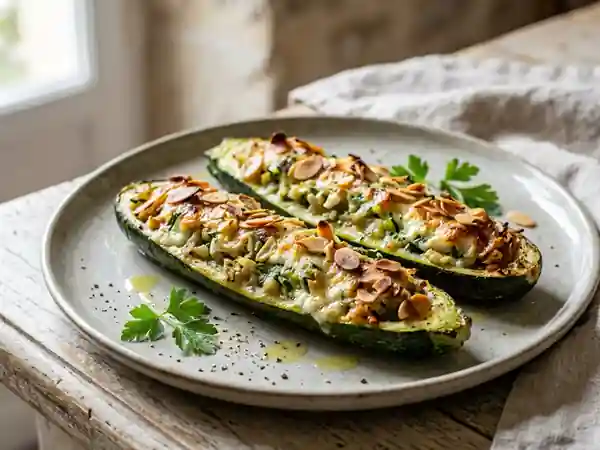 Courgettes fondantes au chèvre et amandes - Photo de présentation