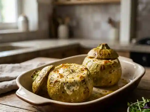 Courgettes rondes au chèvre fondu - Photo de présentation