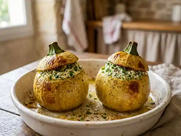 Courgettes rondes fondantes au fromage frais - Photo de présentation