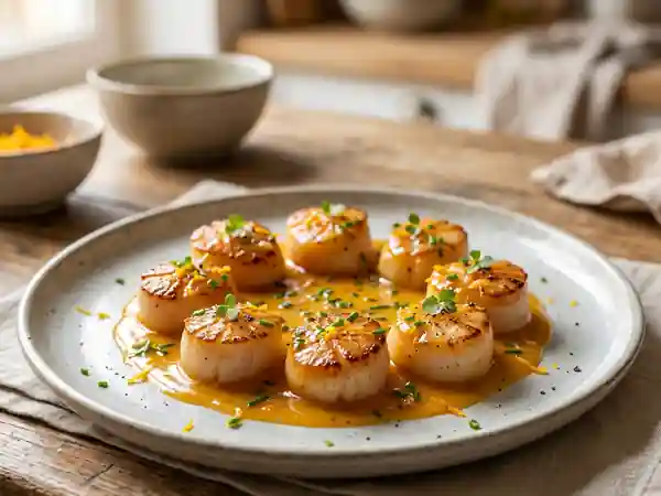 Couronne de pétoncles à la sauce onctueuse à l'orange - Photo de présentation